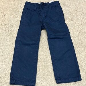 Straight Navy Dress Pants with Adjustable Waist